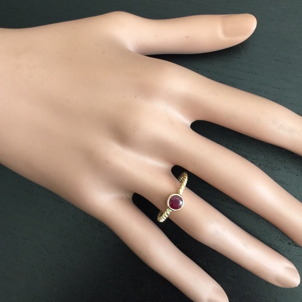 Splendid Natural Ruby 14k Solid Yellow Gold Ring - image 5
